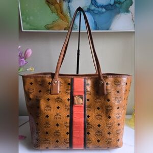 EUC MCM Visetos Croc Embossed Liz Shopper Tote Bag Limited Edition